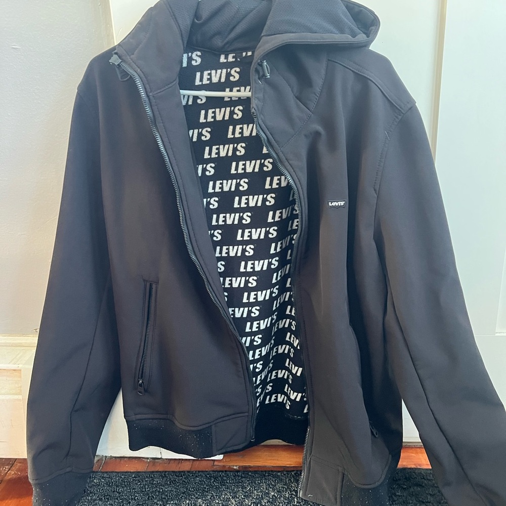 Levi's Black Hooded Windbreaker for Men